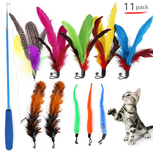 11 Pcs Replacement Cat Feather Toy Set, Cat Feather Teaser Wand Toy – K Pets